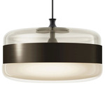 Futura Large Pendant - Matte Black / Amber / Antique Brass
