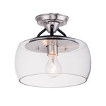 Goblet Semi Flush Ceiling Light - Satin Nickel / Clear