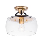 Goblet Semi Flush Ceiling Light - Antique Brass / Clear