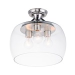 Goblet Semi Flush Ceiling Light - Satin Nickel / Clear