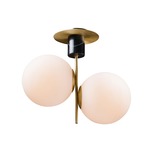 Vesper Double Semi Flush Ceiling Light - Satin Brass / Satin White