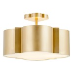 Wyatt Semi Flush Ceiling Light - Aged Brass / Opal