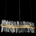 Glacier Wave Linear Pendant - Brushed Champagne Gold / Firenze Clear