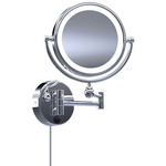 Baci Basic Round Rotating Double Arm Wall Mirror w/Plug - Chrome / Mirror