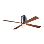 Lapa Flush Ceiling Fan with Light - Bright Nickel / Mahogany Blades