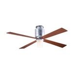 Lapa Flush Ceiling Fan with Light - Galvanized Steel / Mahogany Blades