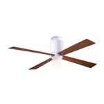 Lapa Flush Ceiling Fan with Light - Gloss White / Mahogany Blades