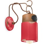 Industrial Cylinder Wall Light - Vintage Red