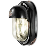 Vintage Bulkhead Vertical Wall Light - Vintage Black / Clear