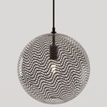 Cane Charcoal Drift Globe Pendant - Onyx Cord / Blackened Brass Finish / Charcoal