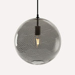 Cane Charcoal Track Globe Pendant - Onyx Cord / Blackened Brass Finish / Charcoal