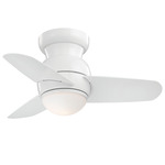 Spacesaver Ceiling Fan with Light - White / White