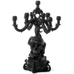 Giant Burlesque Skull Candle Holder - Black