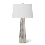 Glass Star Table Lamp - Mercury Glass / Natural Linen