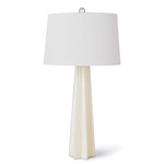 Glass Star Table Lamp - White / Natural Linen