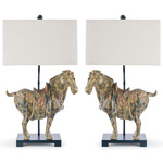 Dynasty Horse Table Lamp Pair - Oatmeal