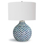 Chevron Bone Table Lamp - Indigo / White / Natural Linen