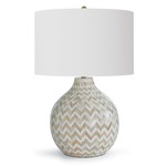 Chevron Bone Table Lamp - Natural / White / Natural Linen