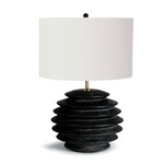 Accordion Round Table Lamp - Black / Natural Linen