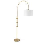 Arc Floor Lamp with Linen Shade - Natural Brass / Natural Linen