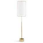 Geo Floor Lamp - Natural Brass / White Linen