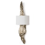 Driftwood Wall Light - Silver Leaf / White Linen