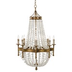 Frosted Crystal Bead Chandelier - Antique Gold / Frosted