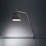 Tolomeo Mega Task Lamp with Clamp - Polished Aluminum / Black