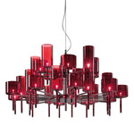 Spillray Chandelier - Polished Chrome / Red