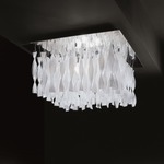 AVIR Square Semi Flush Ceiling Light - Polished Steel / White