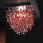 Avir Tiered Semi Flush Ceiling Light - Polished Steel / Red