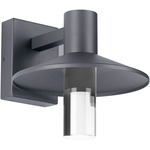 Ash Outdoor Wall Sconce with Clear Cylinder - Charcoal / Clear