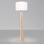 Forma Floor Lamp - Brushed Aluminum / Maple / White Linen