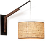 Talea Wall Light - Textured Black Powder / Walnut / Burlap