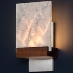 Fortis Marble Wall Sconce - Brushed Aluminum / Walnut