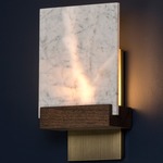 Fortis Marble Wall Sconce - Distressed Brass / Dark Stained Walnut