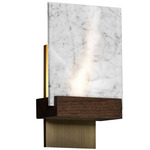 Fortis Marble Wall Sconce - Distressed Brass / Dark Stained Walnut