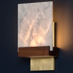 Fortis Marble Wall Sconce - Distressed Brass / Walnut