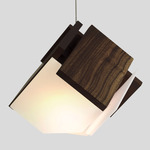 Mica Pendant with E26 Socket - Brushed Aluminum / Dark Stained Walnut