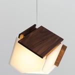 Mica Pendant with E26 Socket - Brushed Aluminum / Oiled Walnut