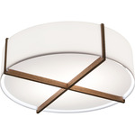 Plura Ceiling Flush Light - Dark Stained Walnut / Frosted Polymer