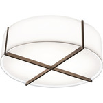 Plura Ceiling Flush Light - Dark Stained Walnut / Frosted Polymer