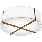 Plura Ceiling Flush Light - Dark Stained Walnut / Frosted Polymer