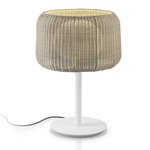 Fora Outdoor Table Lamp - White / Light Beige Fiber