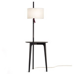 Carla Floor Lamp with Table - Black Oak / White Linen