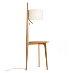 Carla Floor Lamp with Table - Natural Oak / White Linen