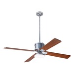 Industry DC Ceiling Fan with Light - Galvanized Steel / Mahogany Blades