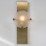 Lunette Rectangular 3 Prong Wall Light - Brushed Brass / Twine