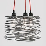 Spiral Nest Cluster Pendant - Gunmetal Grey / Red