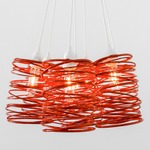 Spiral Nest Cluster Pendant - Fire Engine Red / White